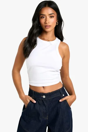 Boohoo Womens Petite Basic Racer Crop Top - - 14