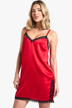 Boohoo Womens Lace Trim Satin Chemise - - 6