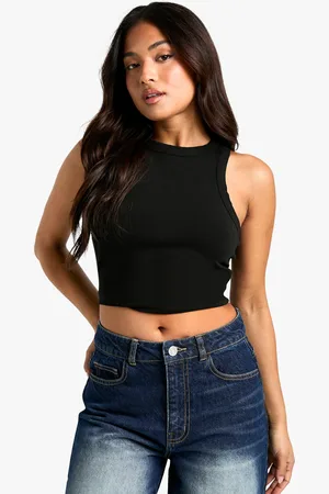 Boohoo Womens Petite Basic Racer Crop Top - - 10