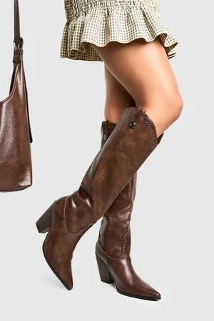 Boohoo Womens Western Studded Detail Boots - - 4