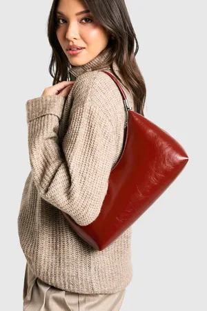 Boohoo Womens Shiny Pu Shoulder Bag With Crossbody Strap - - One Size