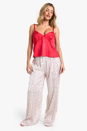 Boohoo Womens Cherry Print Cami Top & Trousers Pyjama Set - - 6