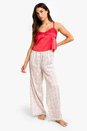 Boohoo Womens Petite Cherry Print Cami Top & Trousers Pyjama Set - - 6
