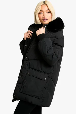 Boohoo Womens Faux Fur Hooded Parka - - 8