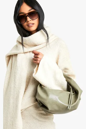 Boohoo Womens Textured Patent Slouchy Shoulder Bag - - One Size