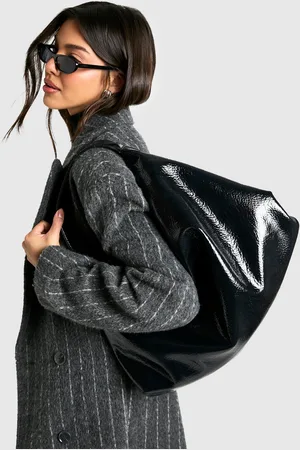 Boohoo Womens Textured Patent Slouchy Shoulder Bag - - One Size