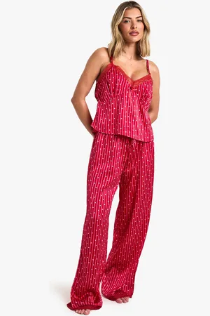 Boohoo Womens Ditsy Heart Print Cami & Trousers Pyjama Set - - 6