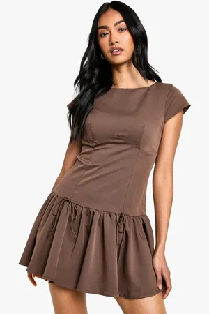 Boohoo Womens Woven Cap Sleeve Mini Skater Dress - - 8