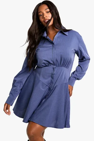 Boohoo Womens Plus Stripe Corset Detail Shirt Dress - - 16