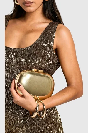 Boohoo Womens Brushed Metal Oval Clutch Bag - One Size
