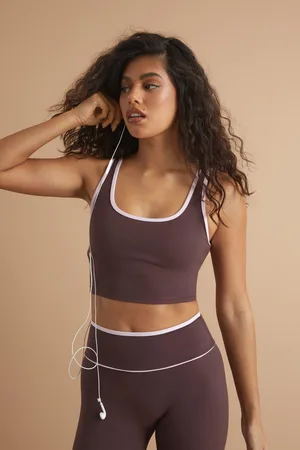 Boohoo Womens Dsgn Studio Sports Super Soft Contrast Piping Padded Sports Bra - - S