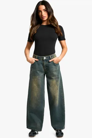 Boohoo Womens Petite Low Rise Vintage Tint Baggy Boyfriend Jeans - - 6