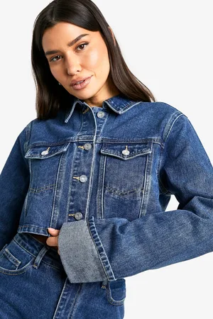 Boohoo Womens Tall Turn Cuff Crop Denim Jacket - - 6