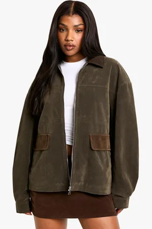 Boohoo Womens Suede Look Contrast Collar Barn Jacket - - 8