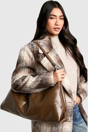 Boohoo Womens Shiny Leather Slouchy Shoulder Bag - - One Size