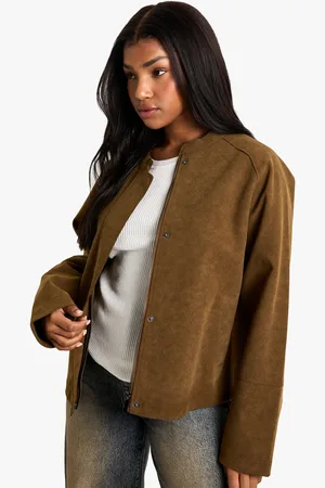 Boohoo Womens Suede Look Bomber Jacket - - 10