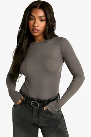 Boohoo Womens Basics Crew Neck Long Sleeve Bodysuit - - 6