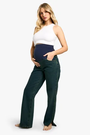 Boohoo Womens Maternity Over The Bump Split Hem Straight Leg Jeans - - 8