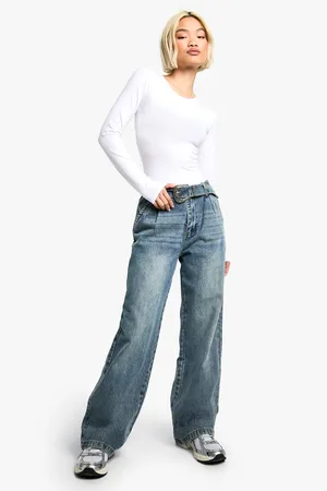 Boohoo Womens Western Buckle Detail Denim Jean - - 6