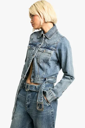 Boohoo Womens Western Buckle Detail Denim Jacket - - 6