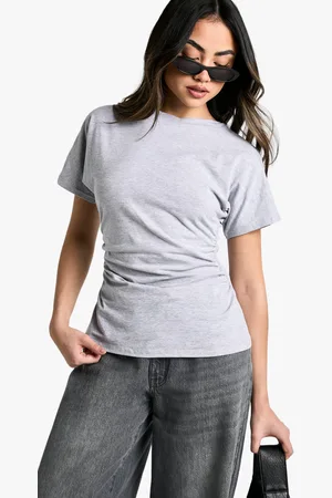 Boohoo Womens Jersey Ruched Waist Cap Sleeve Tshirt - - 12