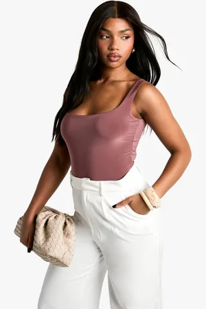 Boohoo Womens Double Layer Slinky Square Neck Crop Top - - 6