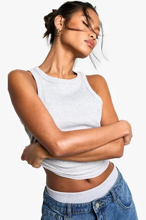 Boohoo Womens Basics Rib Racer Crop Top - - 8