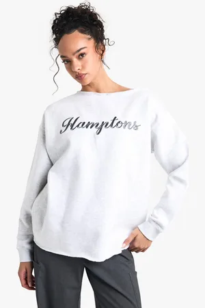 Boohoo Womens Off The Shoulder Embroidered Sweatshirt - - S