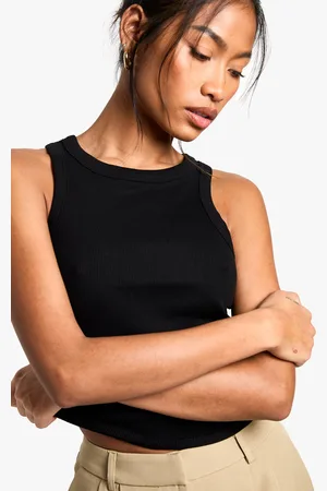 Boohoo Womens Basics Rib Racer Crop Top - - 14