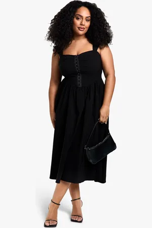 Boohoo Womens Plus Bengaline Corset Detail Midi Skater Dress - - 16