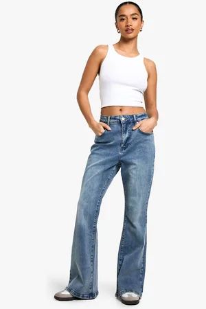 Boohoo Womens The Petite High Waist Flared Jean - - 6/26L