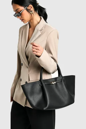 Boohoo Womens Clasp Detail Textured Pu Tote Bag - - One Size