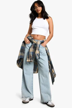Boohoo Womens The Petite High Waist Loose Straight Jean - - 6/26L