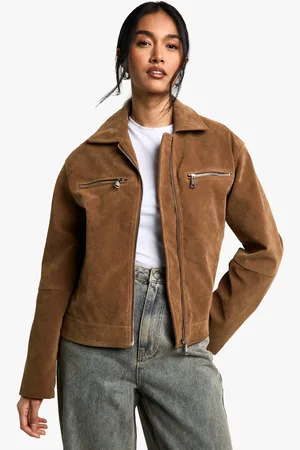 Boohoo Womens Suede Look Zip Jacket - - 10