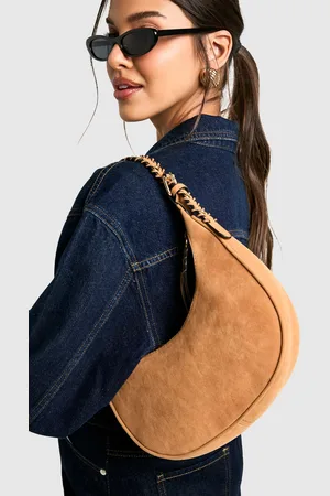 Boohoo Womens Whipstitch Faux Suede Shoulder Bag - - One Size