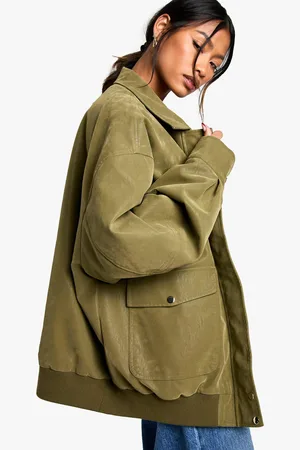Boohoo Womens Oversized Faux Leather Bomber Jacket - - 10