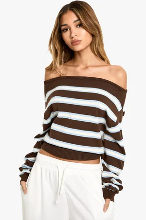 Boohoo Womens Slouchy Knit Off The Shoulder Jumper - - S
