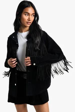 Boohoo Womens Suede Look Fringe Detail Shacket - - 8