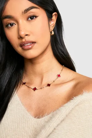 Boohoo Womens Cherry Scattered Clover Necklace - One Size