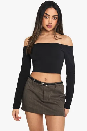 Boohoo Womens Basics Off The Shoulder Long Sleeve Top - - 6