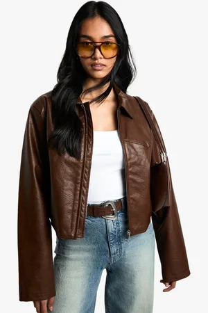 Boohoo Womens Shoulder Pad Faux Leather Jacket - - 10