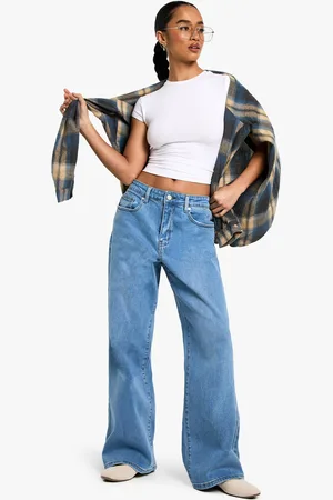 Boohoo Womens The Petite High Waist Loose Straight Jean - - 6/26L