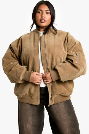 Boohoo Womens Plus Vintage Suede Look Oversized Bomber Jacket - - 16