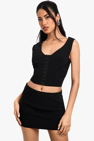 Boohoo Womens Bengaline Hook And Eye Bust Detail Corset - - 6