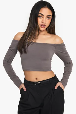 Boohoo Womens Basics Off The Shoulder Long Sleeve Top - - 6