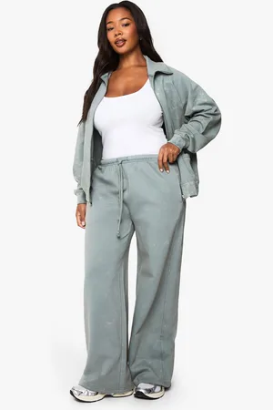 Boohoo Womens Plus Acid Wash Wide Straight Leg Jogger - - 16