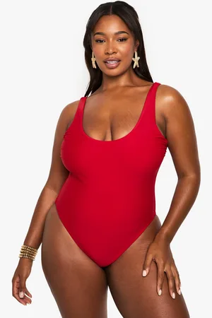 Boohoo Womens Plus Swimwear Essentials Scoop Swimsuit - - 16