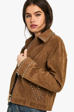 Boohoo Womens Suede Look Studded Jacket - - 12