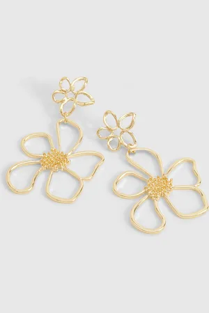 Boohoo Womens Floral Wire Detail Drop Earrings - - One Size