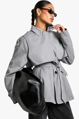 Boohoo Womens Belted Short Trench Coat - - 8